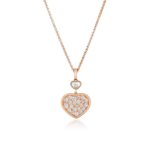 [Grace Jewelry]HAPPY HEART NECKLACE PINK GOLD FULL DIAMOND