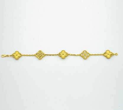 [Grace Jewelry]CLOVER BRACELET 5 MOTIFS GOLD DIAMOND