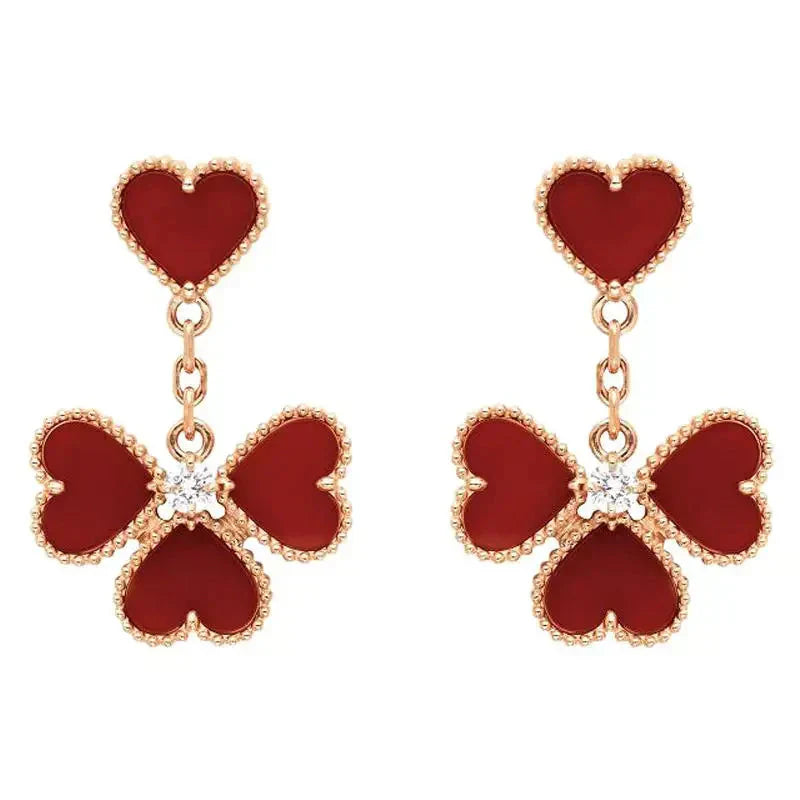 [Grace Jewelry]SWEET CLOVER CARNELIAN EARRINGS