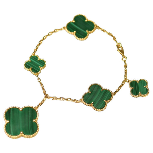 [Grace Jewelry]MAGIC CLOVER MALACHITE GOLD BRACELET 5 MOTIFS