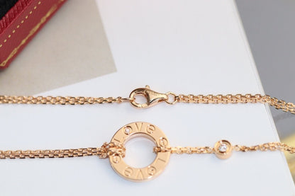 [Grace Jewelry]LOVE NECKLACE ADJUSTABLE ROSE GOLD 2 DIAMOND