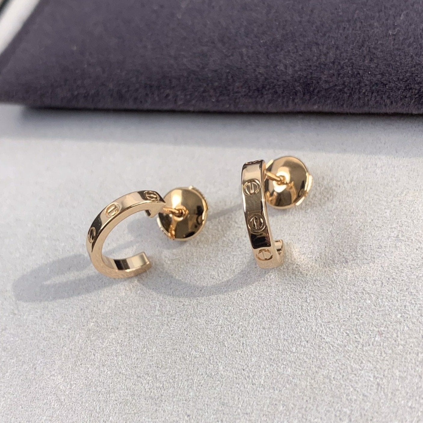 [Grace Jewelry]LOVE EARRINGS 2.65MM PINK GOLD