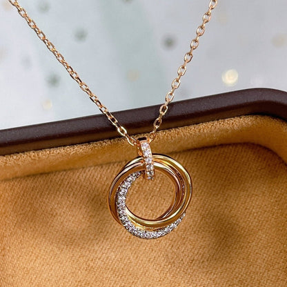 [Grace Jewelry]TRINITY NECKLACE SILVER GOLD PINK GOLD DIAMONDS