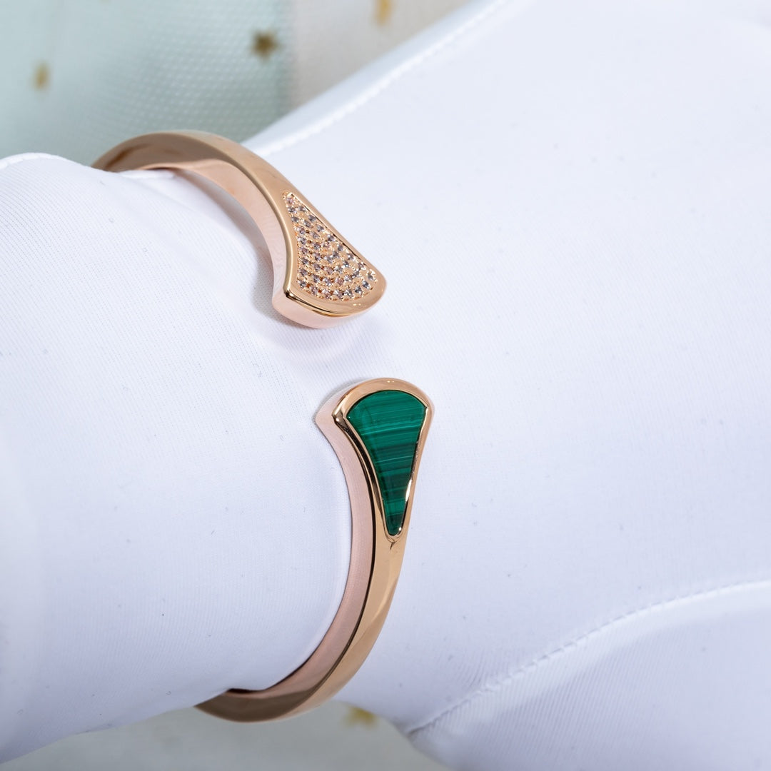 [Grace Jewelry]DREAM BRACELET OPEN MALACHITE PINK GOLD