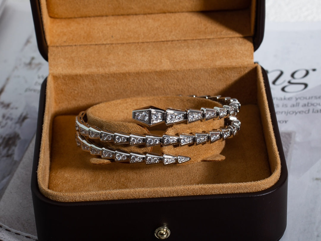 [Grace Jewelry]SERPENTI BRACELET SILVER DIAMOND DOUBLE ROW