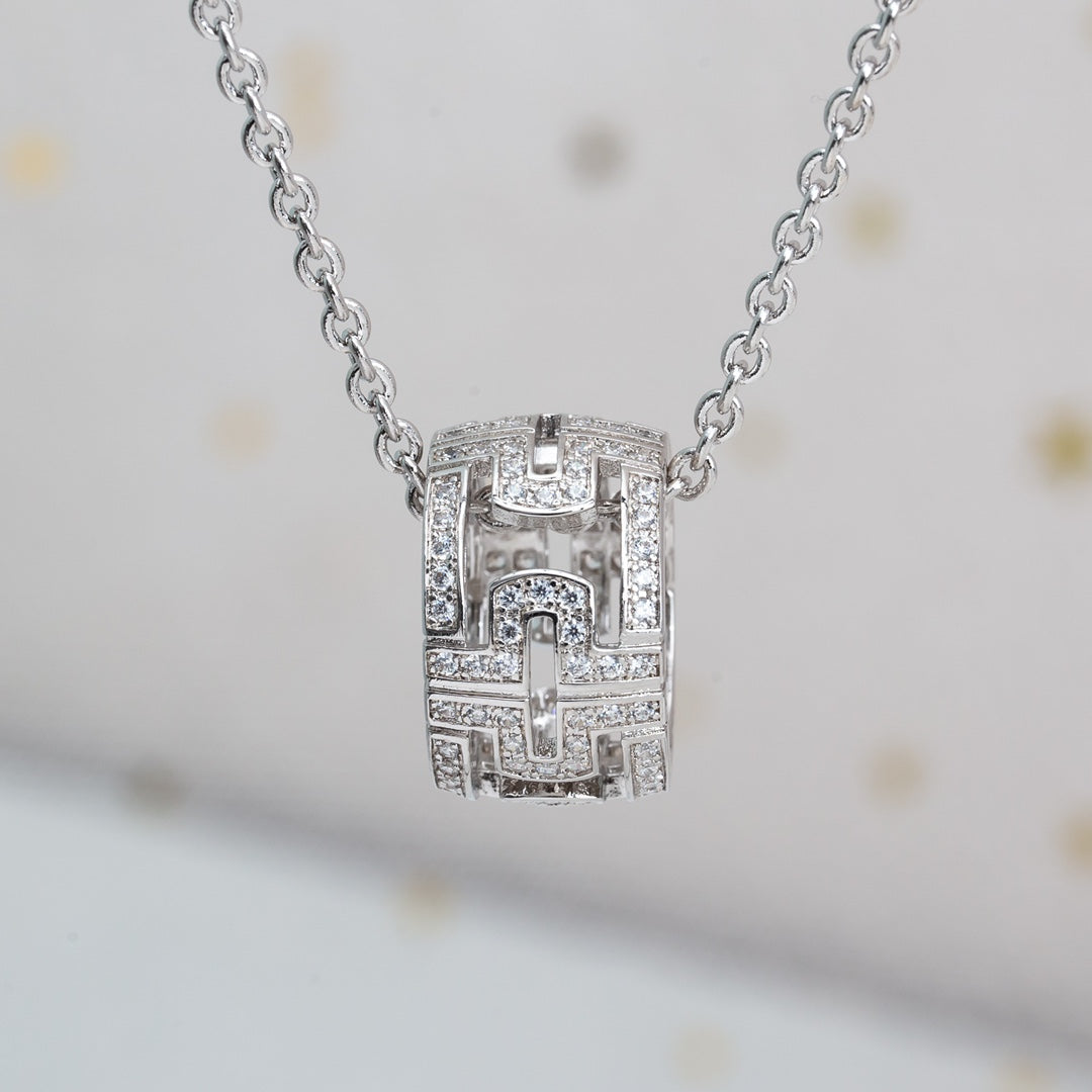 [Grace Jewelry]PARENTESI NECKLACE SILVER DIAMOND