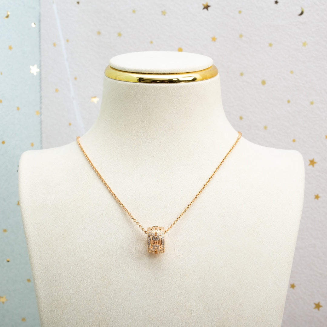 [Grace Jewelry]PARENTESI NECKLACE PINK GOLD DIAMOND