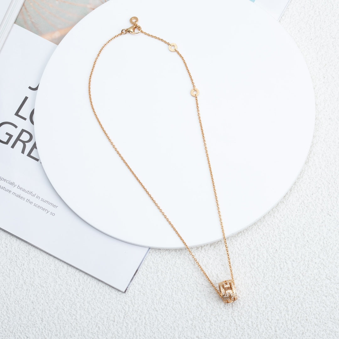 [Grace Jewelry]PARENTESI NECKLACE PINK GOLD DIAMOND