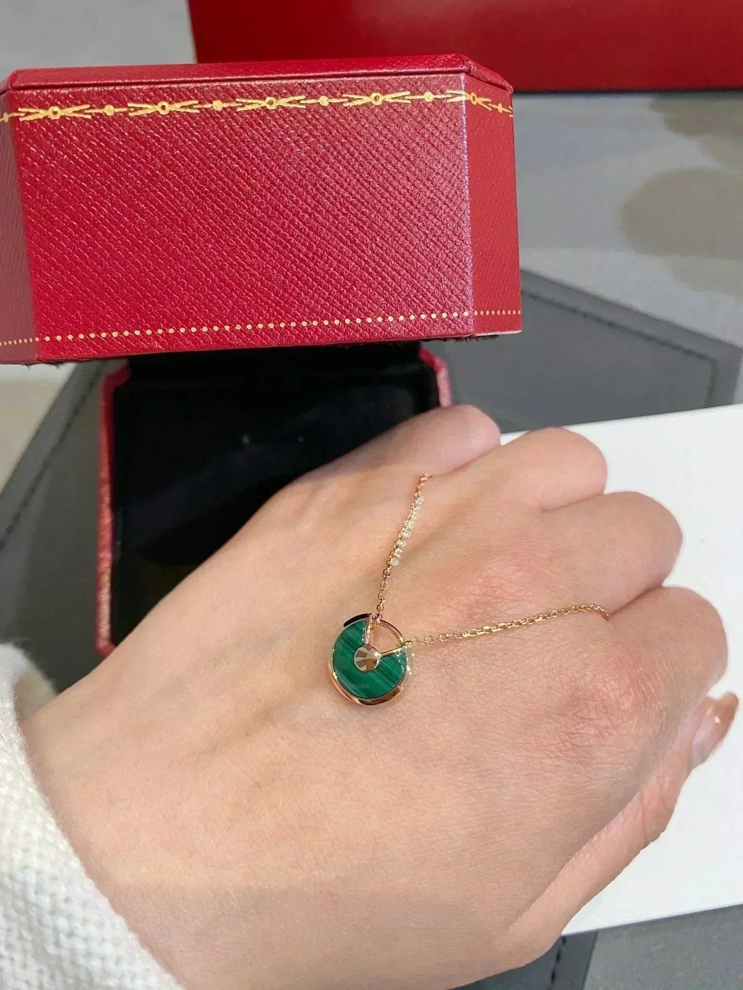 [Grace Jewelry]AMULETTE ROSE GOLD MALACHITE NECKLACE