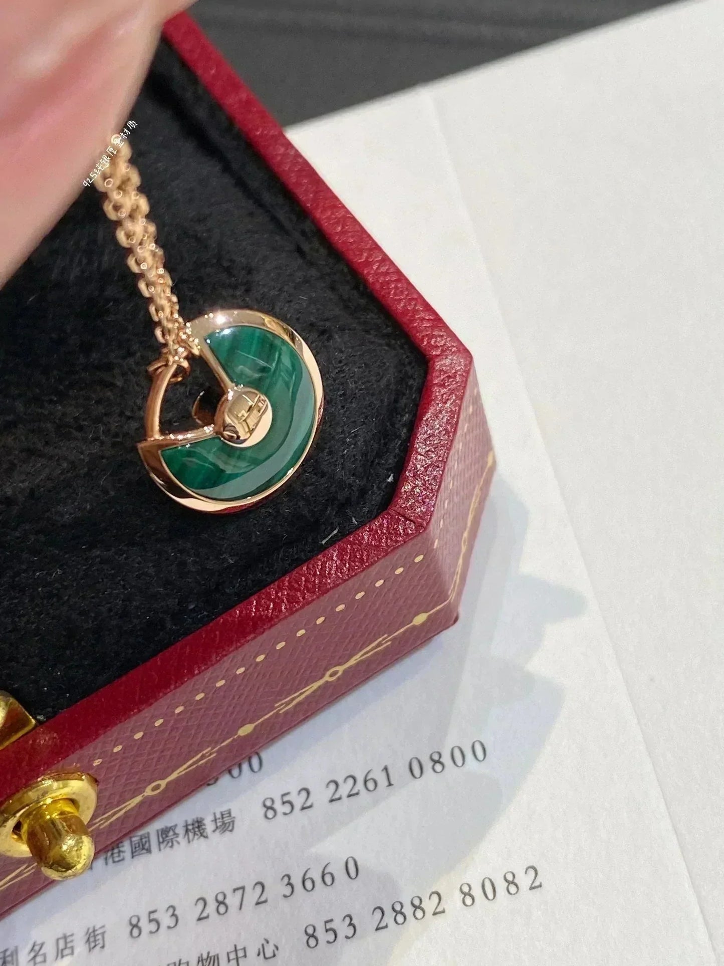 [Grace Jewelry]AMULETTE ROSE GOLD MALACHITE NECKLACE