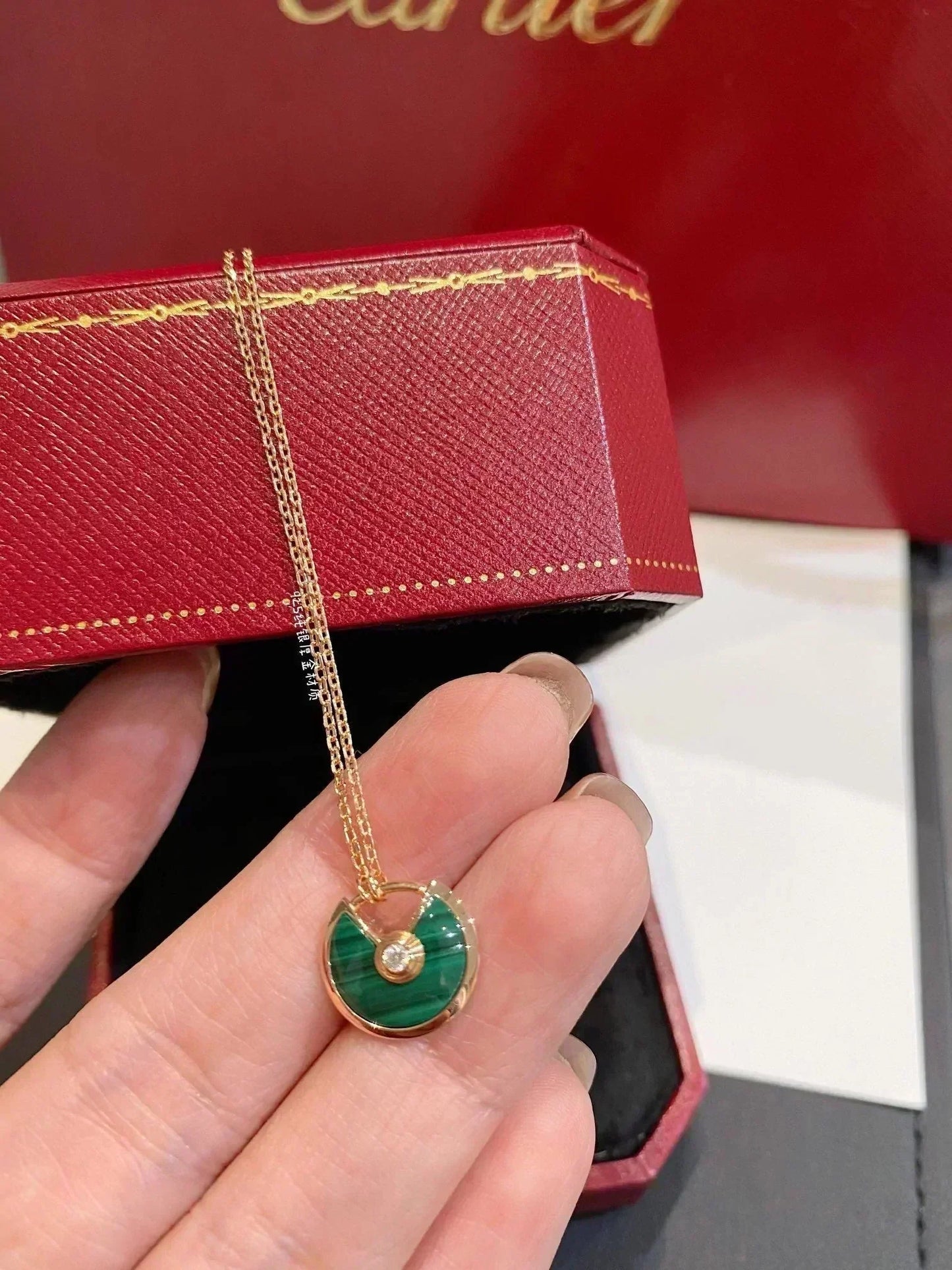 [Grace Jewelry]AMULETTE ROSE GOLD MALACHITE NECKLACE