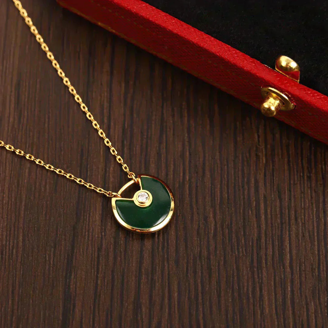 [Grace Jewelry]AMULETTE GOLD MALACHITE NECKLACE