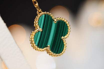 [Grace Jewelry]CLOVER EARRINGS GOLD MALACHITE DIAMOND 3 MOTIF