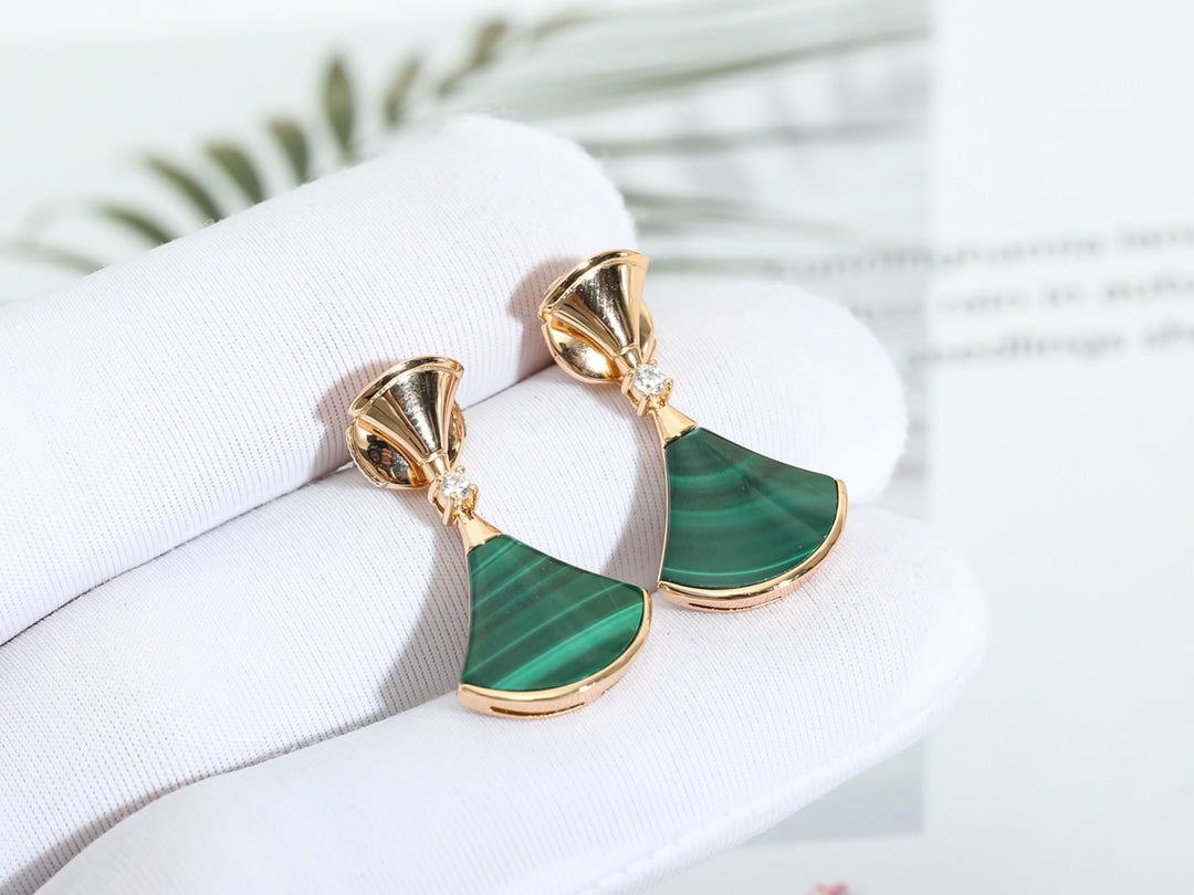 [Grace Jewelry]DREAM MALACHITE PINK GOLD EARRINGS