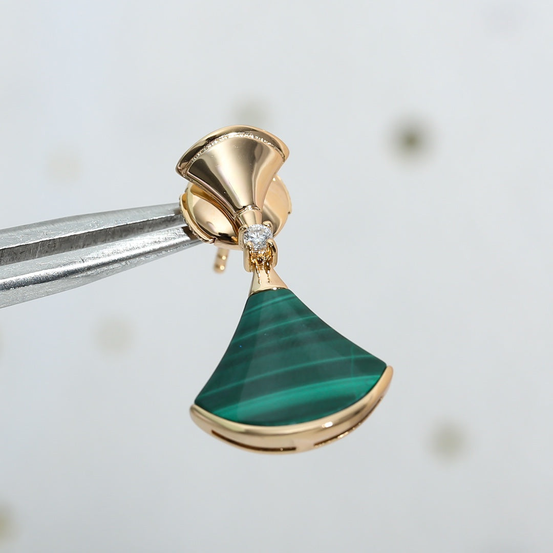 [Grace Jewelry]DREAM MALACHITE PINK GOLD EARRINGS