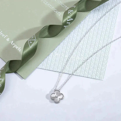 [Grace Jewelry]CLOVER  15MM DIAMOND LASER NECKLACE SILVER