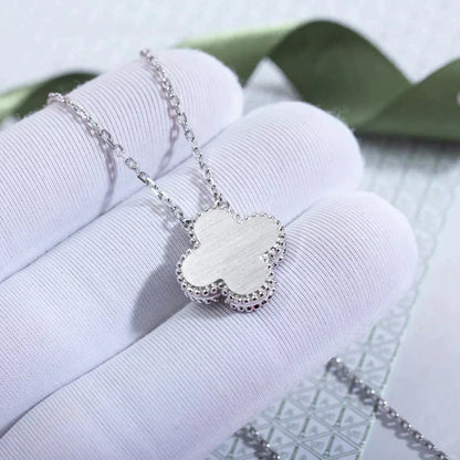 [Grace Jewelry]CLOVER  15MM DIAMOND LASER NECKLACE SILVER