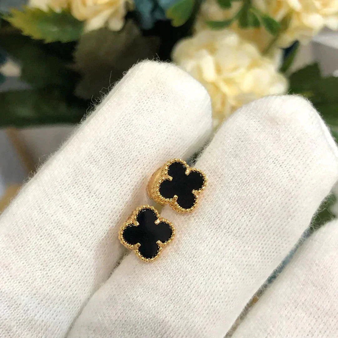 [Grace Jewelry]CLOVER MINI 9.5MM BLACK MOP EARRINGS