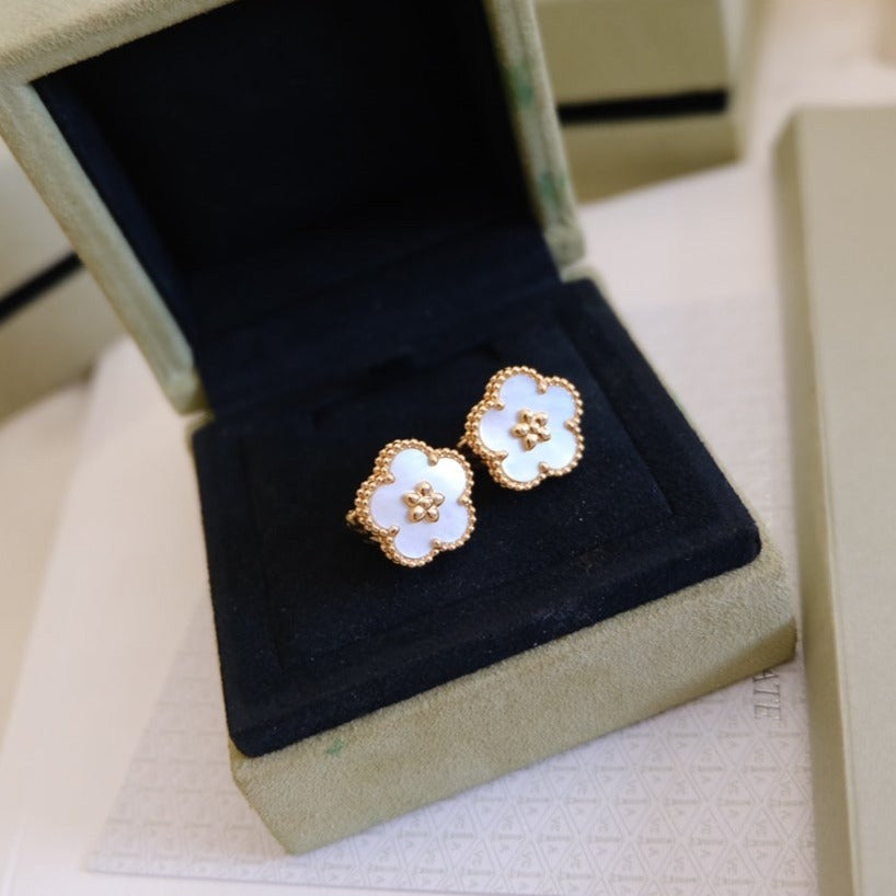 [Grace Jewelry]LUCKY PINK GOLD WHITE MOP EARRINGS