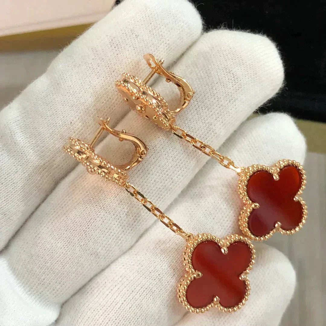 [Grace Jewelry]CLOVER 2 MOTIF  LASER CARNELIAN EARRINGS