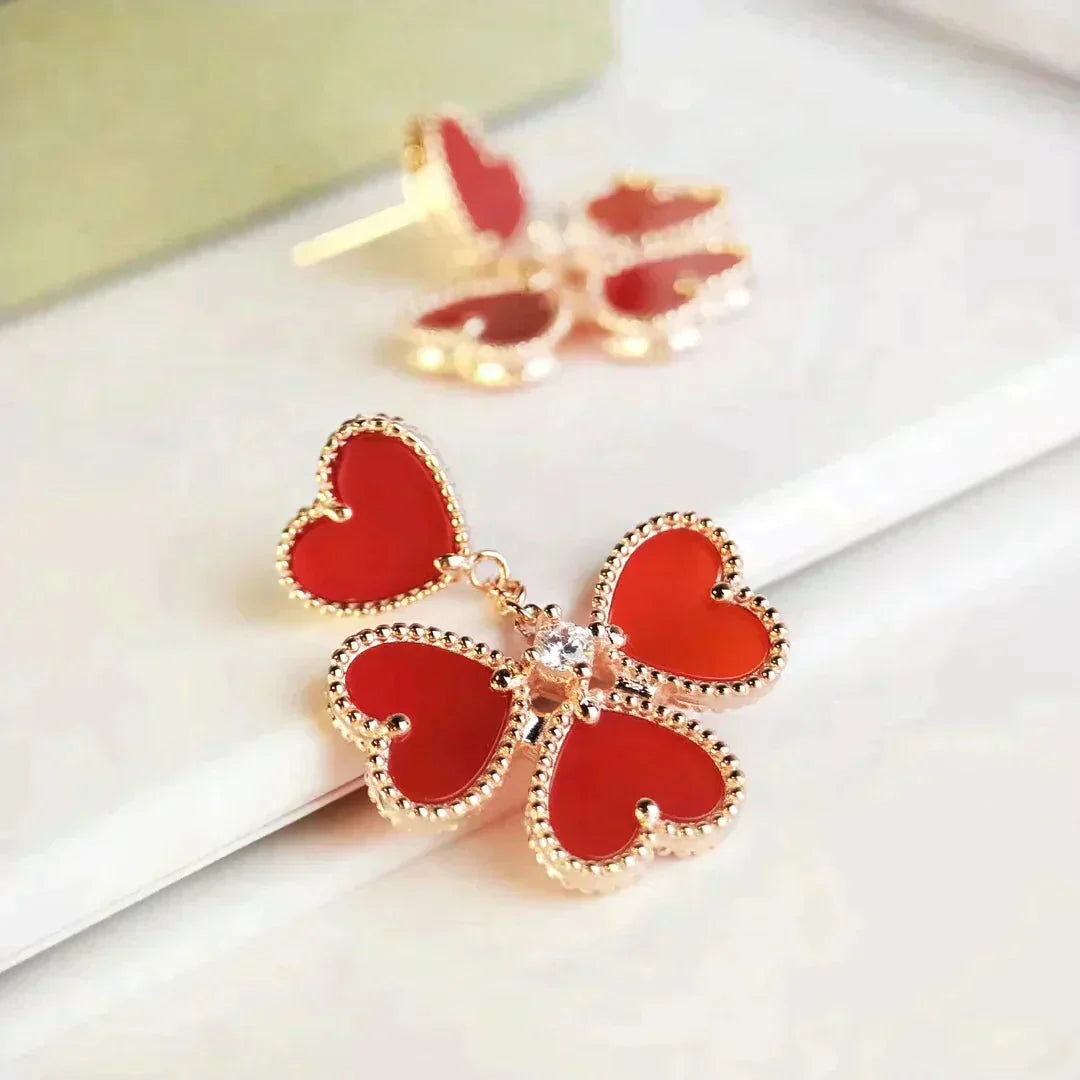 [Grace Jewelry]SWEET CLOVER CARNELIAN EARRINGS