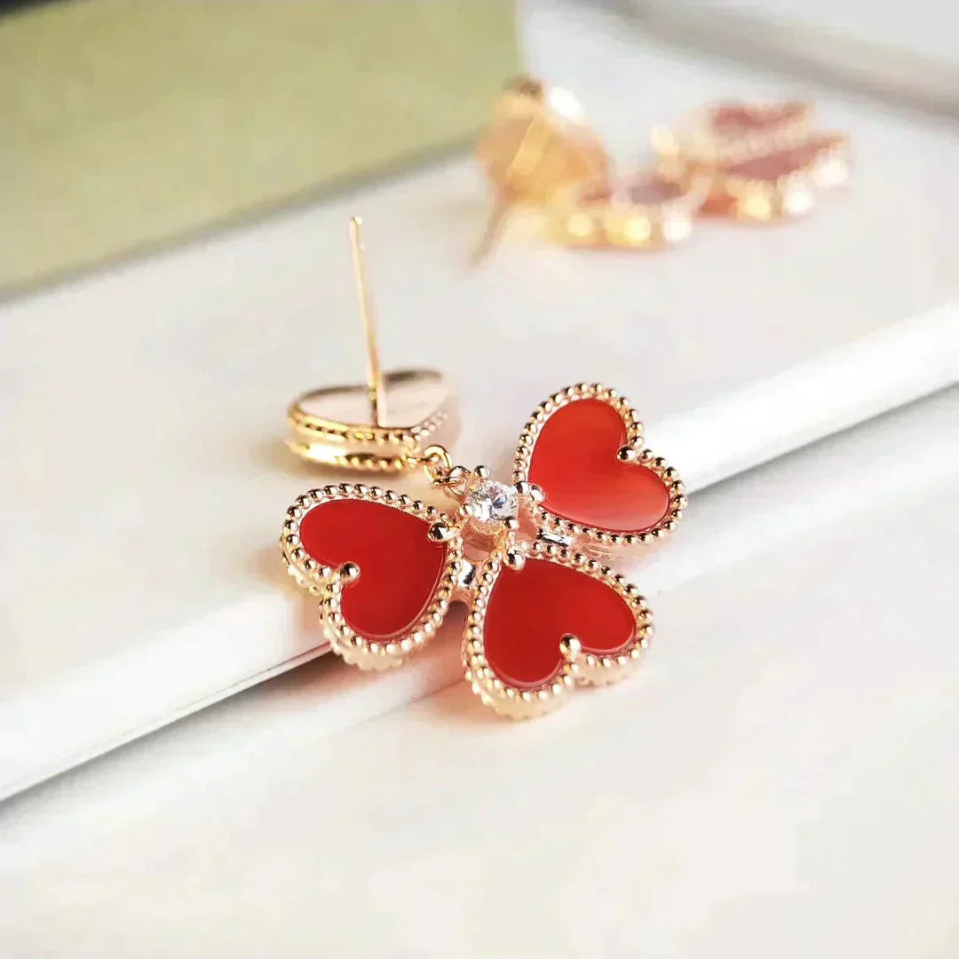 [Grace Jewelry]SWEET CLOVER CARNELIAN EARRINGS