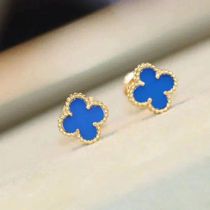 [Grace Jewelry]CLOVER MINI 9.5MM TURQUOISE EARRINGS