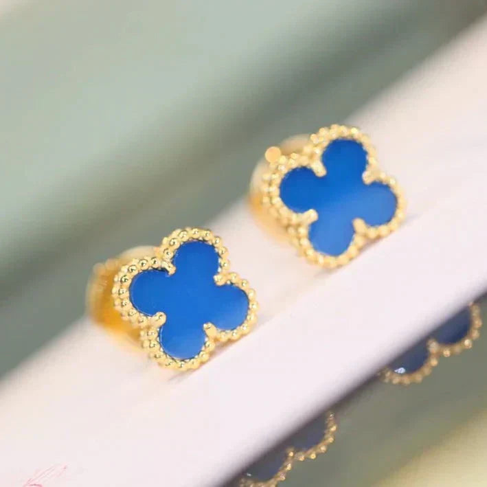 [Grace Jewelry]CLOVER MINI 9.5MM TURQUOISE EARRINGS