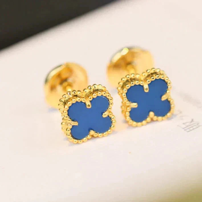 [Grace Jewelry]CLOVER MINI 9.5MM TURQUOISE EARRINGS