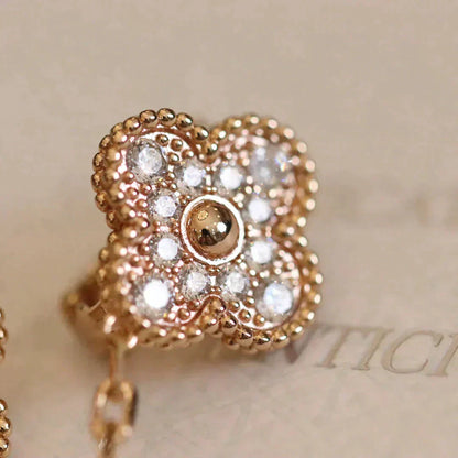 [Grace Jewelry]CLOVER MEDIUM 1 MOTIFS FUll DIAMOND EARRINGS