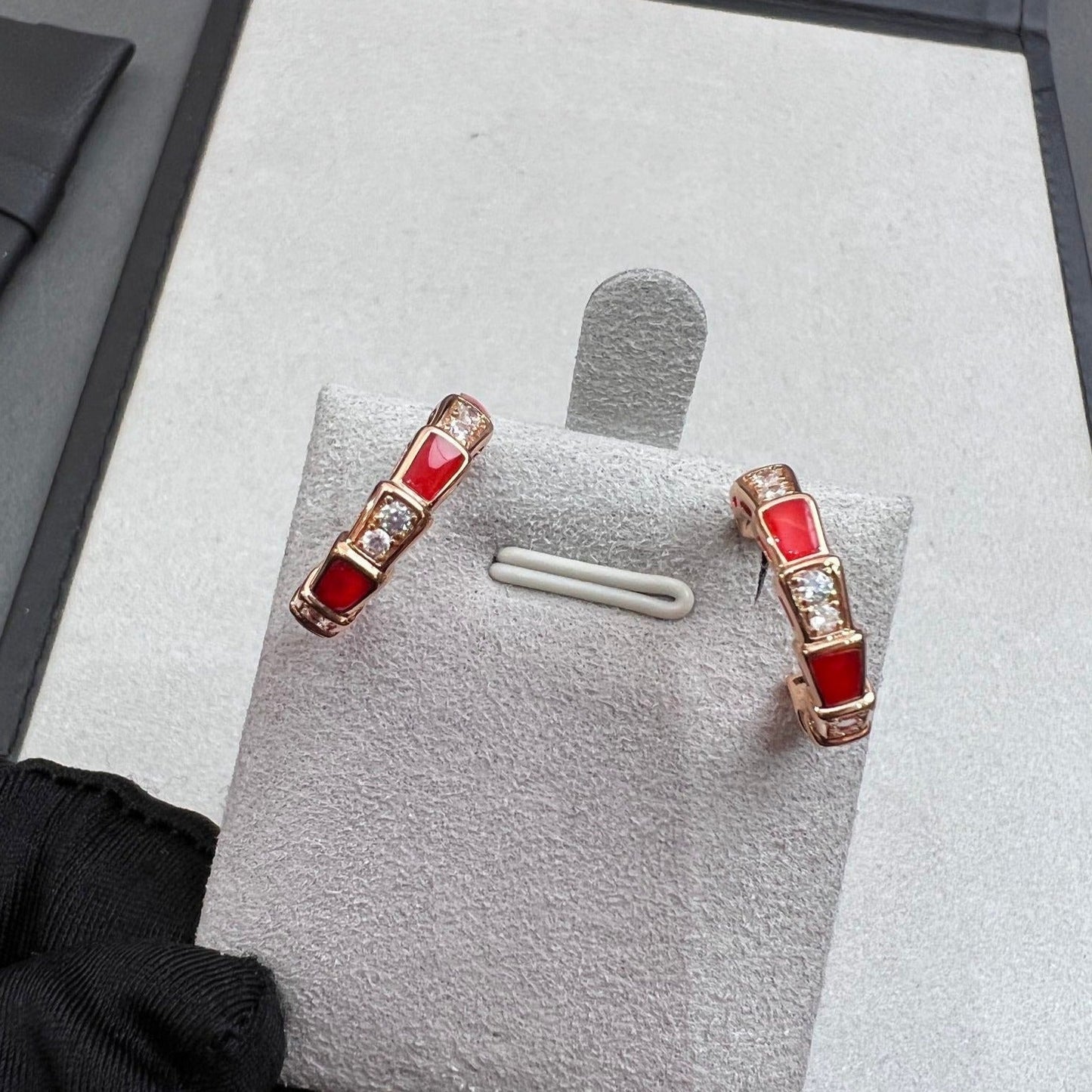 [Grace Jewelry]SERPENTI CARNELIAN PINK GOLD EARRINGS