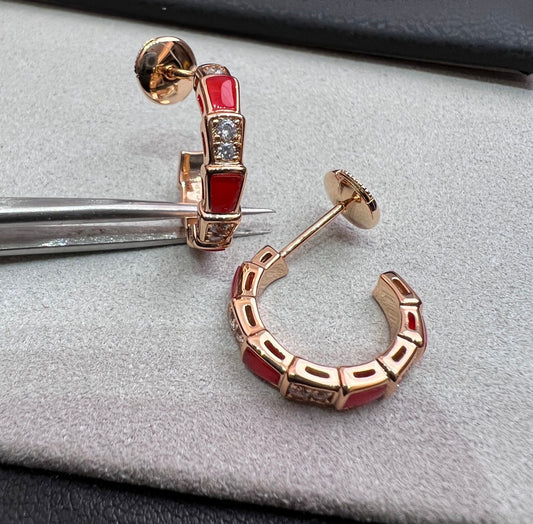 [Grace Jewelry]SERPENTI CARNELIAN PINK GOLD EARRINGS