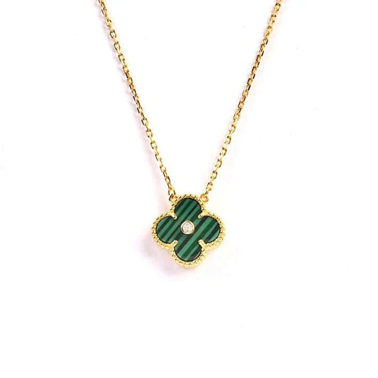 [Grace Jewelry]CLOVER 15MM DIAMOND TURQUOISE NECKLACE