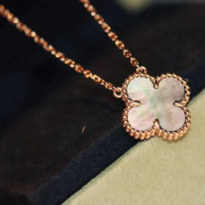 [Grace Jewelry]CLOVER 15MM  GRAY MOTHER OF PEARL NECKLACE