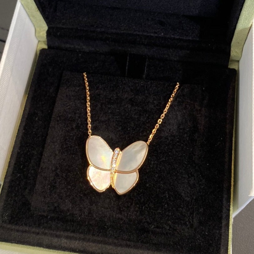 [Grace Jewelry]BUTTERFLY GOLD MOP DIAMOND NECKLACE