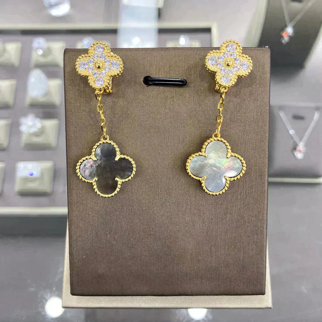 [Grace Jewelry]CLOVER  2 MOTIFS  DIAMOND  EARRINGS (MULTIPLE CHOICESç´