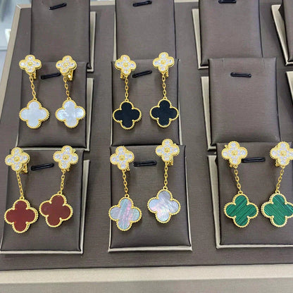 [Grace Jewelry]CLOVER  2 MOTIFS  DIAMOND  EARRINGS (MULTIPLE CHOICESç´