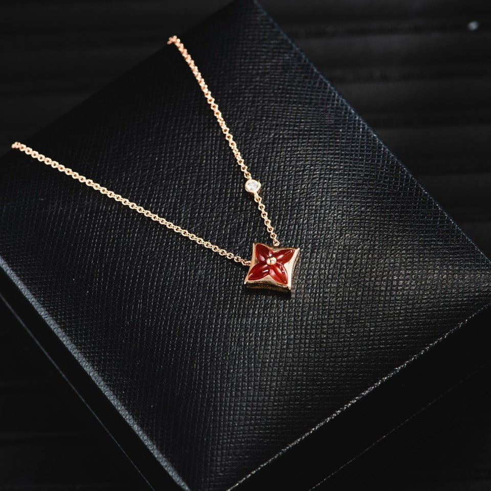 [Grace Jewelry]STAR NECKLACE PINK GOLD 1 DIAMOND