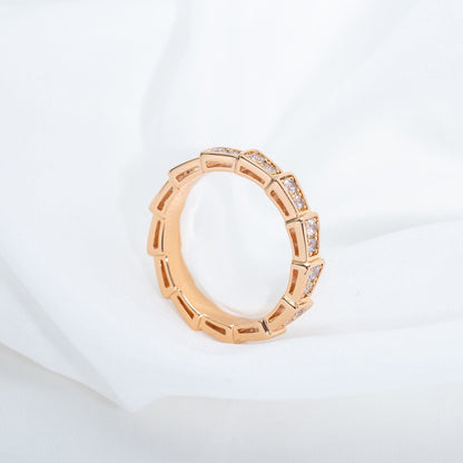 [Grace Jewelry]SERPENTI RING PINK GOLD DIAMOND PAVED 3MM