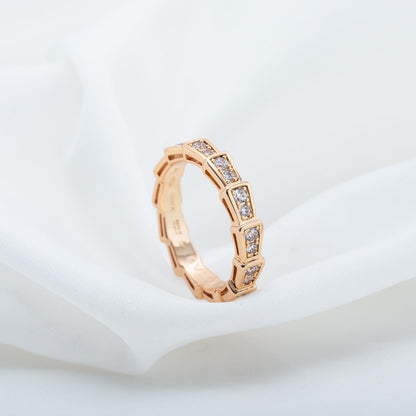 [Grace Jewelry]SERPENTI RING PINK GOLD DIAMOND PAVED 3MM