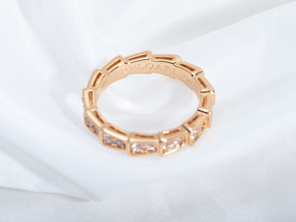 [Grace Jewelry]SERPENTI RING PINK GOLD DIAMOND PAVED 3MM