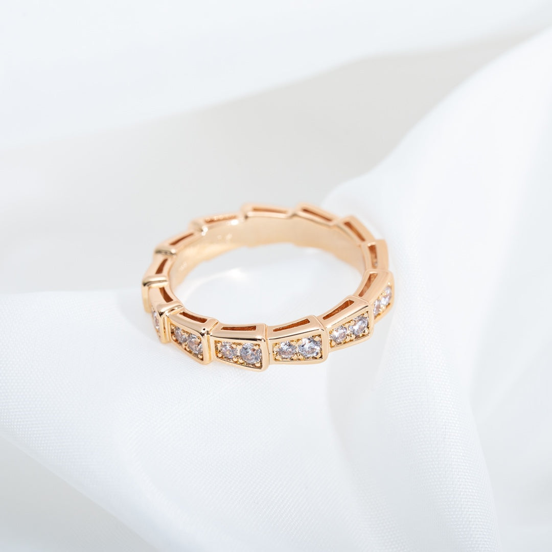 [Grace Jewelry]SERPENTI RING PINK GOLD DIAMOND PAVED 3MM