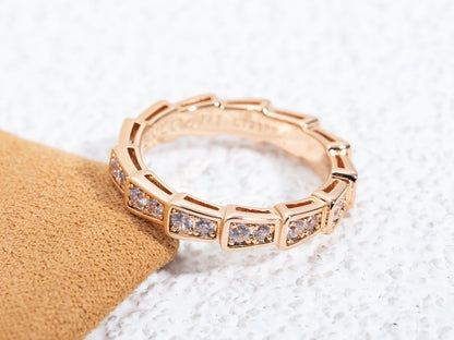 [Grace Jewelry]SERPENTI RING PINK GOLD DIAMOND PAVED 3MM