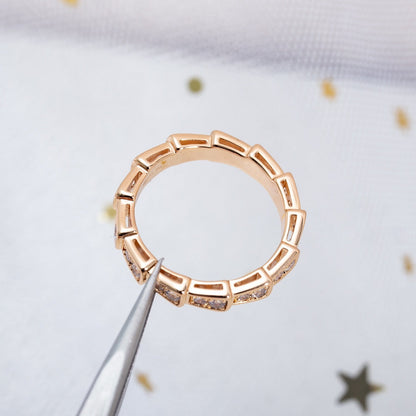 [Grace Jewelry]SERPENTI RING PINK GOLD DIAMOND PAVED 3MM