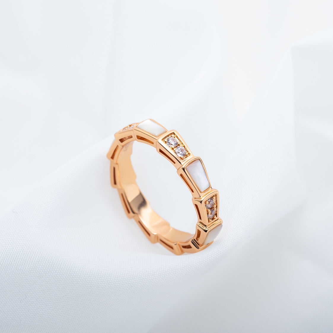 [Grace Jewelry]SERPENTI RING PINK GOLD DIAMOND MOP 3MM