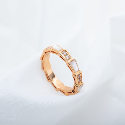 [Grace Jewelry]SERPENTI RING PINK GOLD DIAMOND MOP 3MM