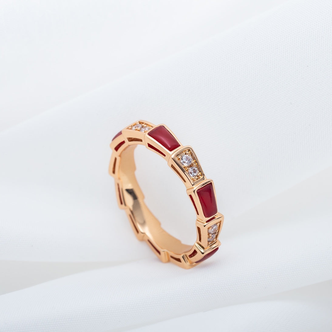 [Grace Jewelry]SERPENTI RING PINK GOLD CARNELIAN DIAMOND 3MM