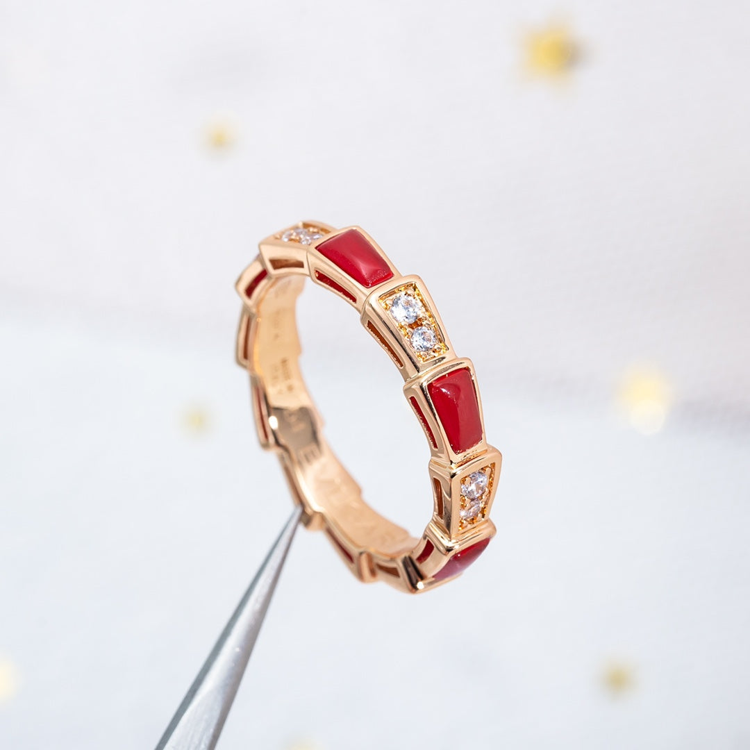 [Grace Jewelry]SERPENTI RING PINK GOLD CARNELIAN DIAMOND 3MM