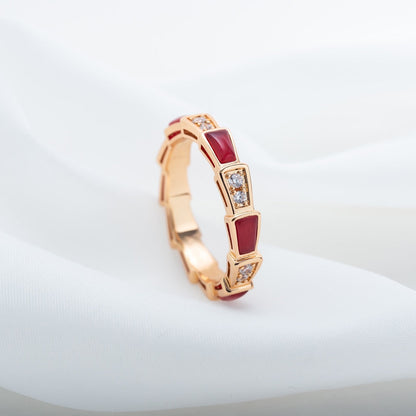 [Grace Jewelry]SERPENTI RING PINK GOLD CARNELIAN DIAMOND 3MM