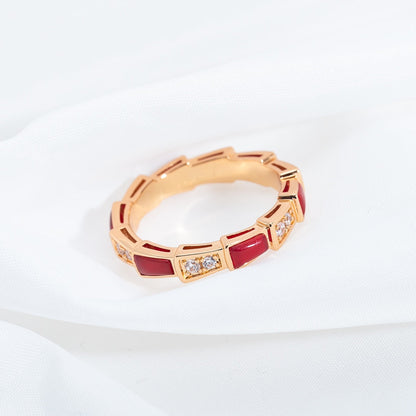 [Grace Jewelry]SERPENTI RING PINK GOLD CARNELIAN DIAMOND 3MM